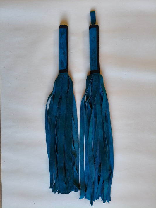 Duo de martinets en croûte de cuir bleu canard