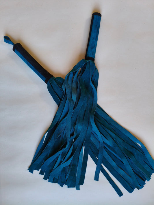 Duo de martinets en croûte de cuir bleu canard