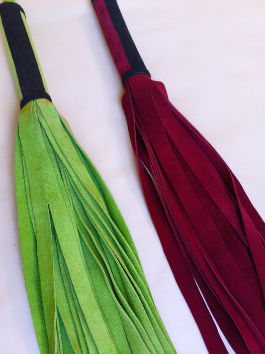 Duo de martinets en croûte de cuir teint bicolor Vert et Bordeaux