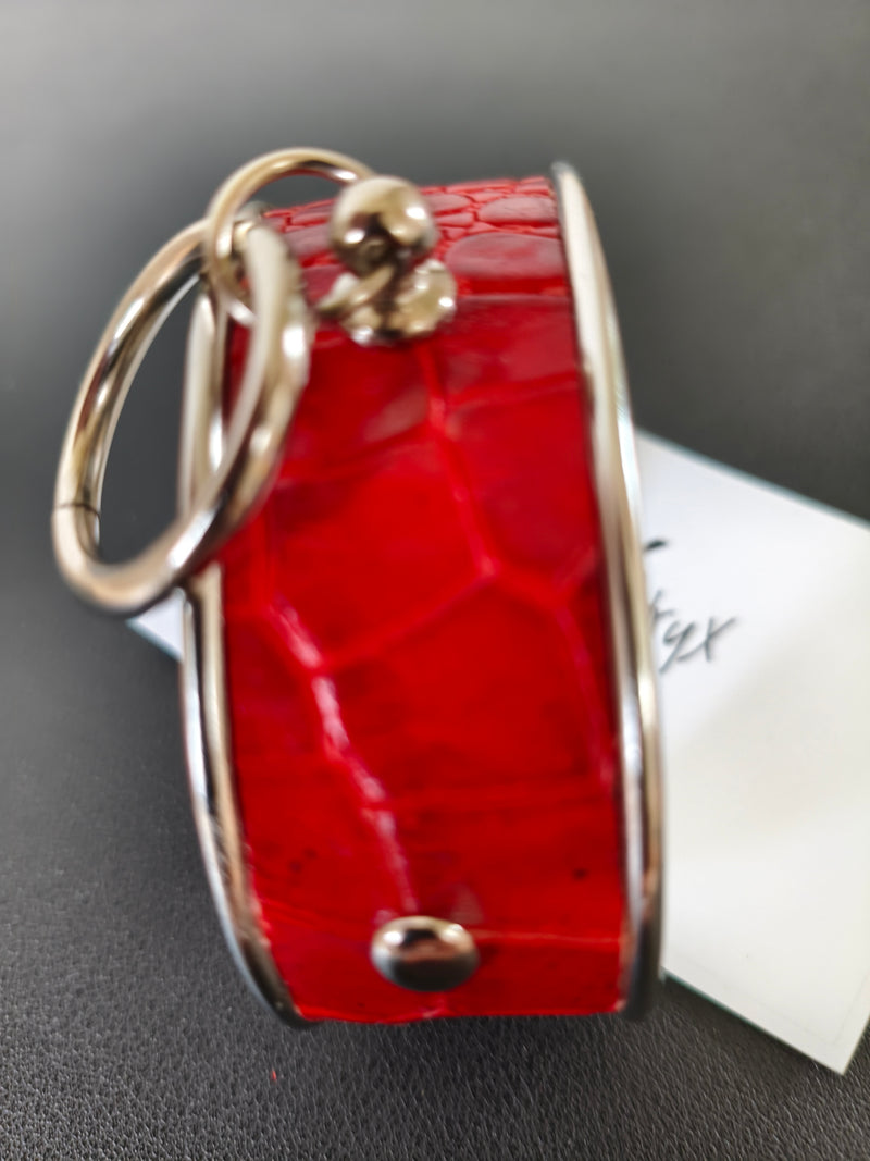 Bracelet cuir rouge et argent AdryX - vue ensemble
