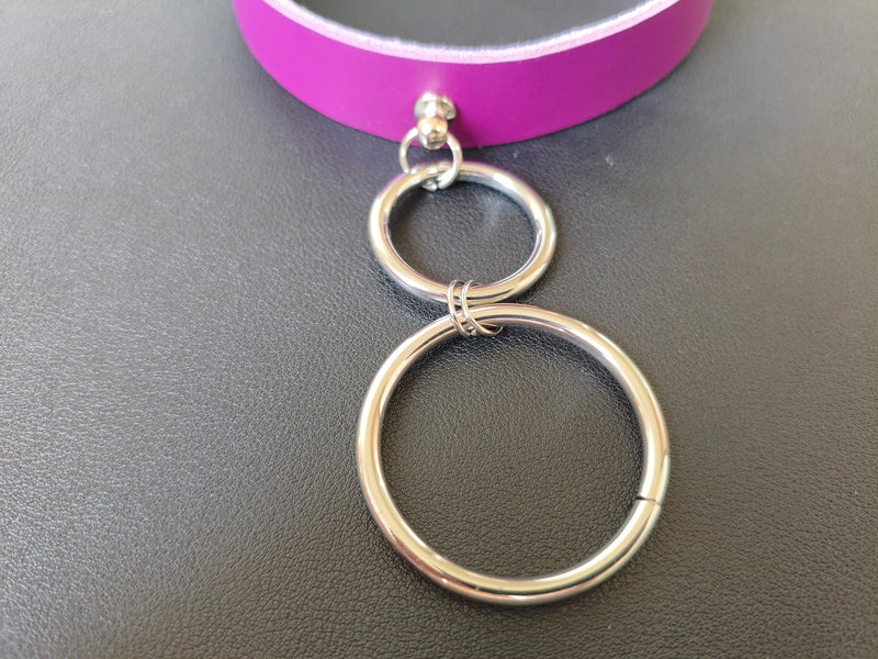 Parure bracelet et collier en cuir violet – Fait main en France